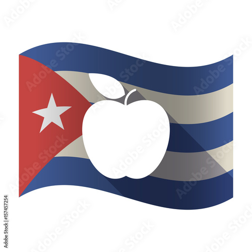 Isolated Cuba flag with an apple