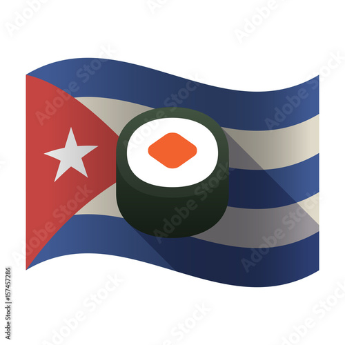 Isolated Cuba flag with a piece of sushi maki