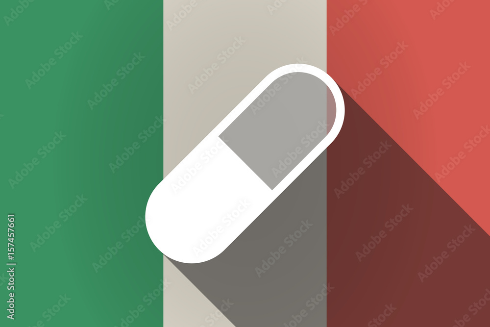 Long shadow Italy flag with a pill Long shadow Italy flag with a pill