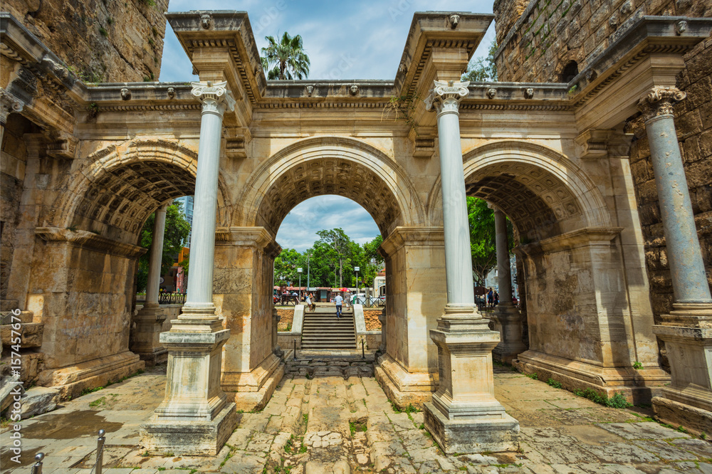 View of Hadrian's Gate in old city of Antalya