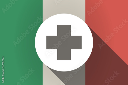 Long shadow  Italy flag with a round pharmacy sign