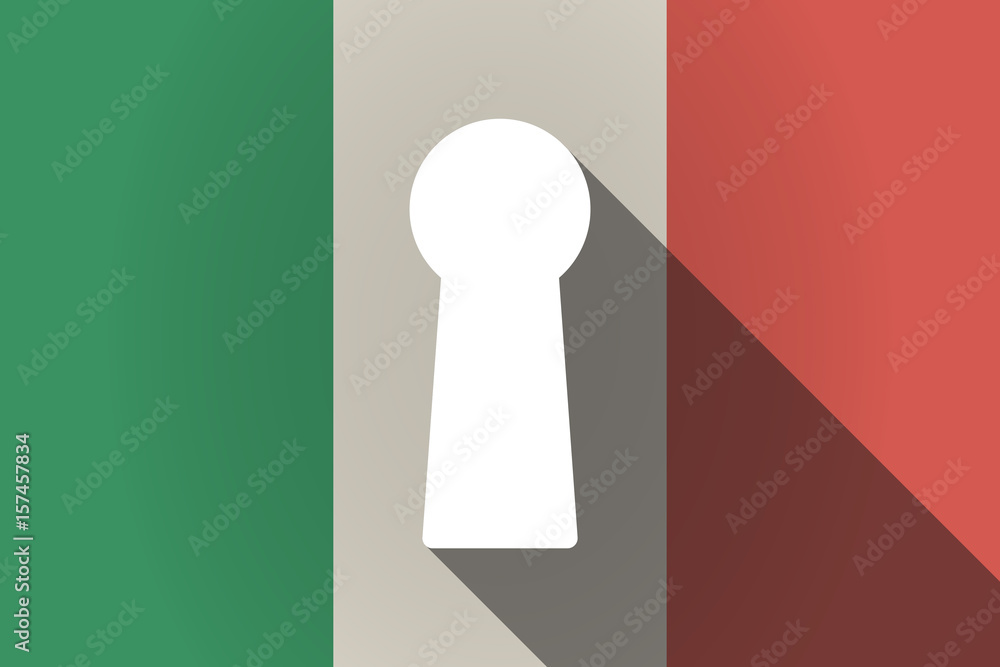 Long shadow Italy flag with a key hole Long shadow Italy flag with a key hole