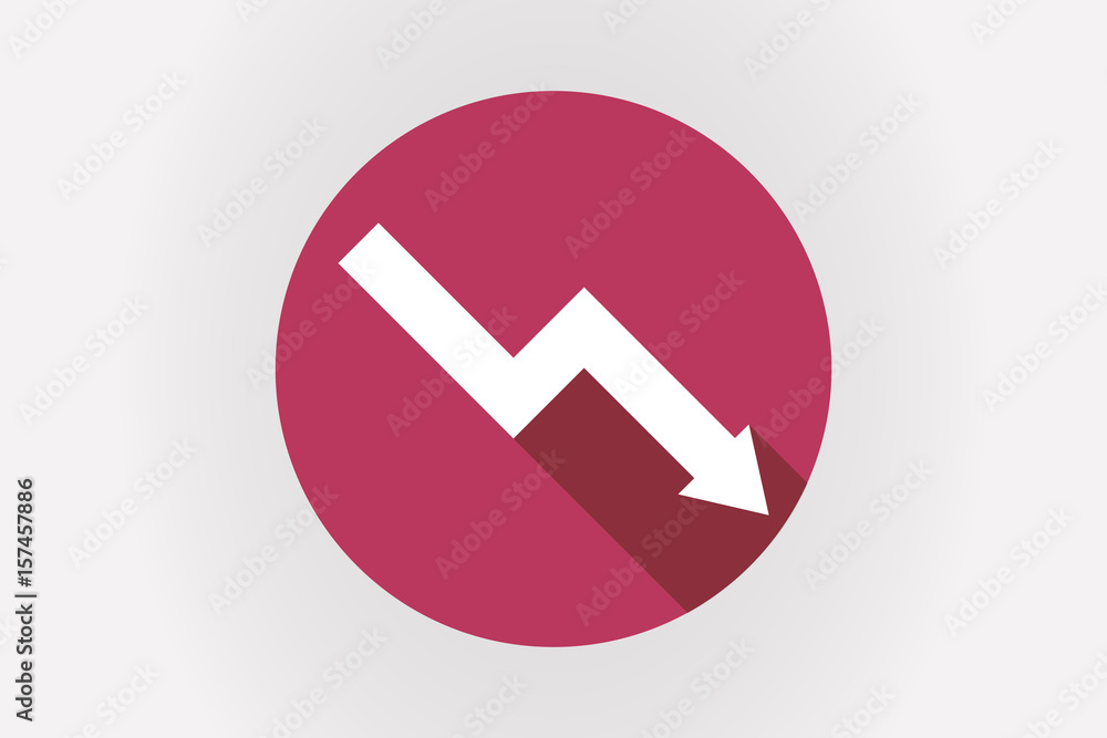 Long shadow Japan flag with a descending graph Long shadow Japan flag with a descending graph