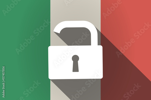 Long shadow  Italy flag with an open lock pad