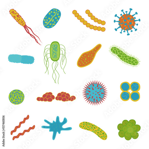 Virus and bacteria  icons  isolated on white background.