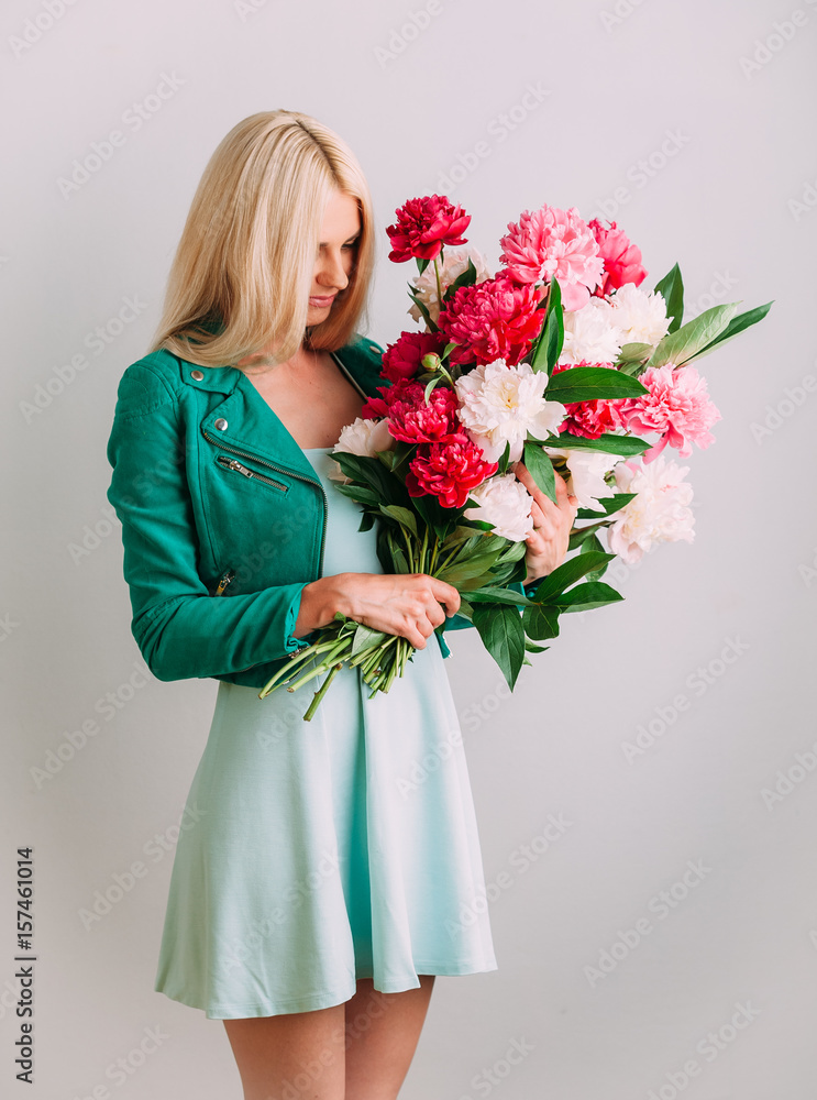 Girl with a bouquet of flowers Girl with a bouquet of flowers