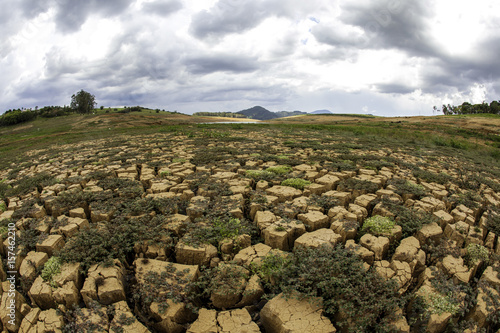 Drought soil in brazilian cantareira dam photo