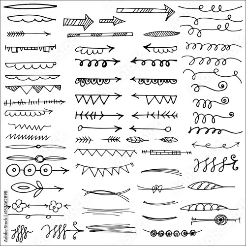 Hand drawn vector design elements, set of doodle arrows