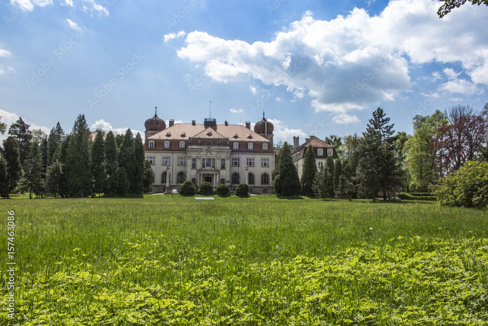 Brynek, Poland May 14, 2017: Brynk Palace and Park complex in Poland,