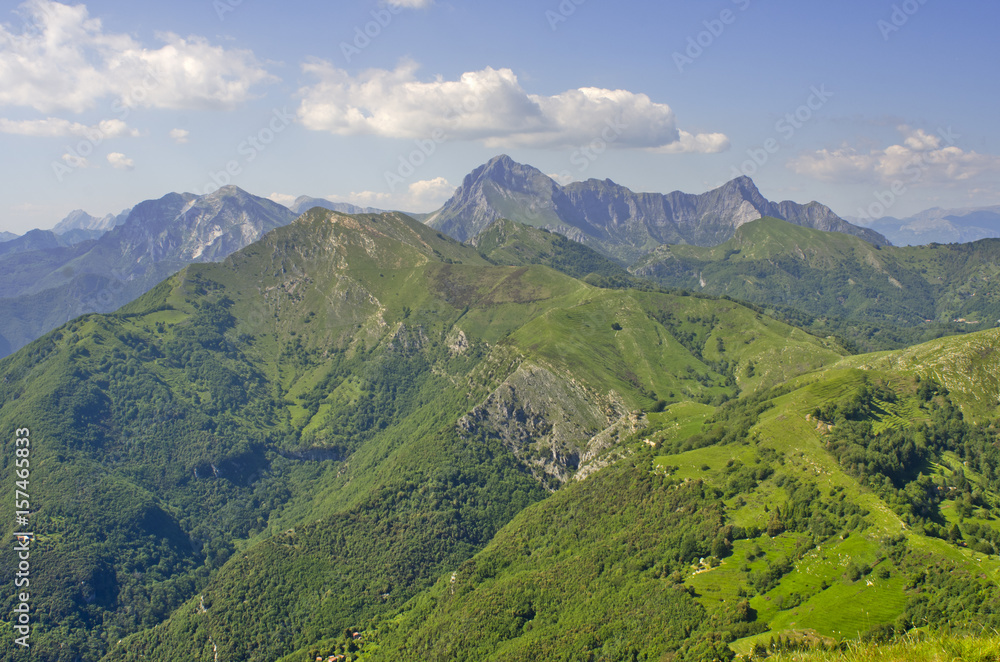 Alpi Apuane view from Monte Prana - Pania secca and Pania di Corfino Stock  Photo | Adobe Stock