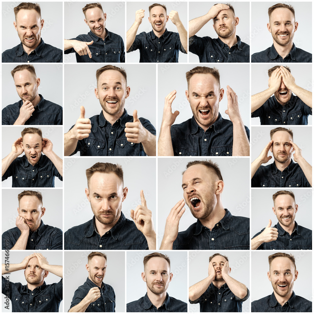 Set of handsome emotional man Set of handsome emotional man