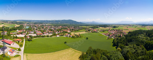 Panorama-Luftbild: Stadt Laufen, Bayern, an der Grenze zu Österreich photo