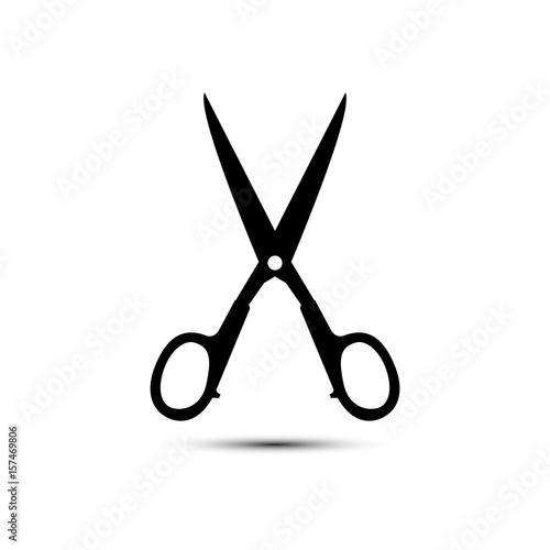 Scissors vector icon silhouette illustration isolated on white background