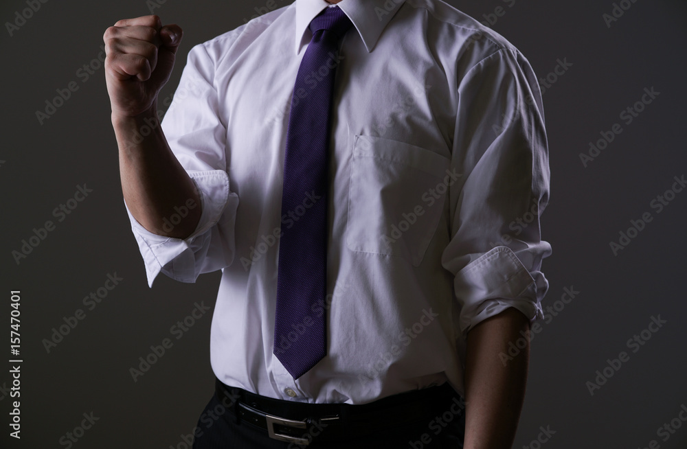 ビジネスマン ワイシャツ ネクタイ ガッツポーズ Photos Adobe Stock