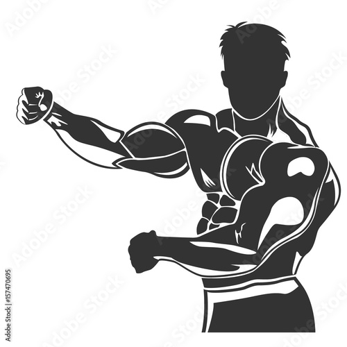 icon of posing bodybuilder  vector illustration