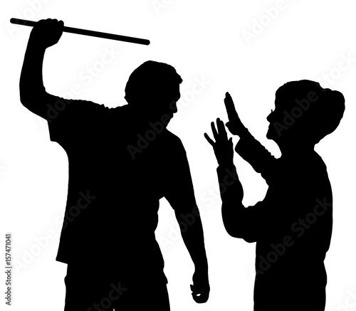 Silhouette of elderly woman being physically abused