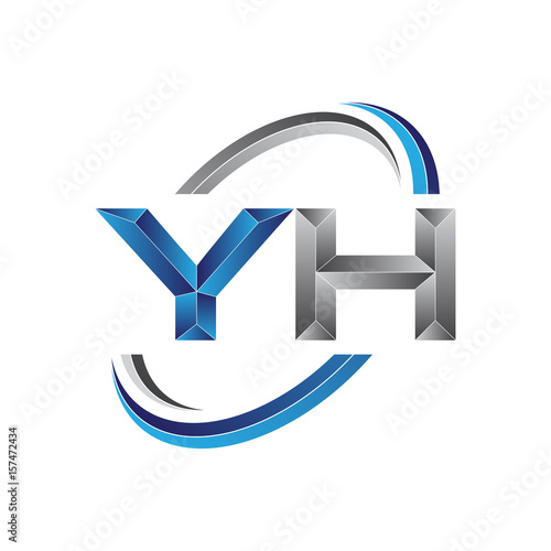 Simple initial letter logo modern swoosh YH