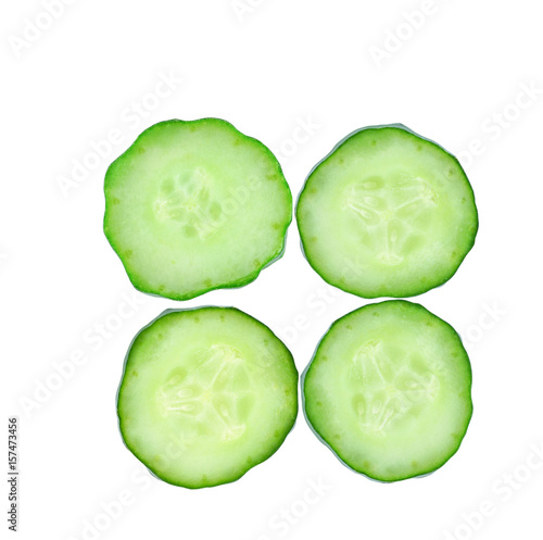 Slice of cucumber isolated on white background