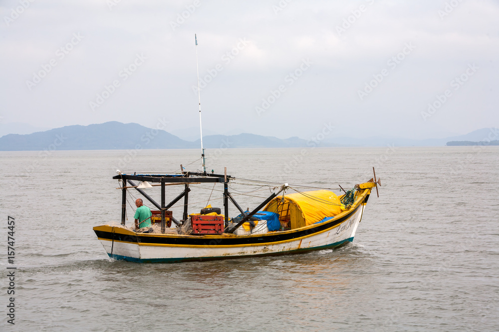 Fishing boat in ocean in Brazil