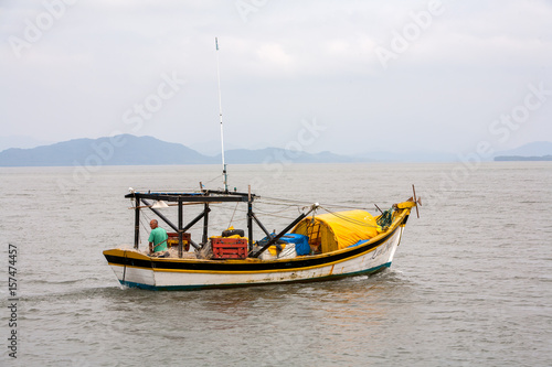 Fishing boat in ocean in Brazil