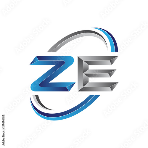 Simple initial letter logo modern swoosh ZE