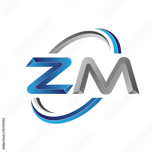 Simple initial letter logo modern swoosh ZM