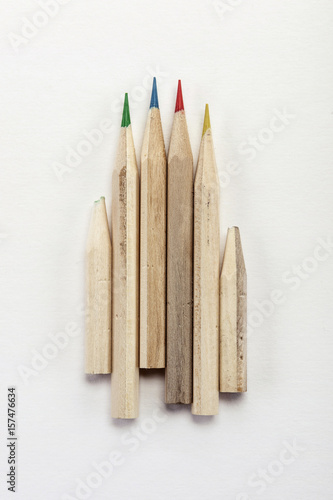 colorful wood pencil isolated white.