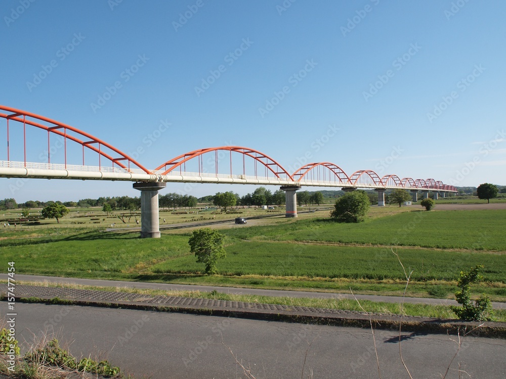 河川敷と荒川水管橋