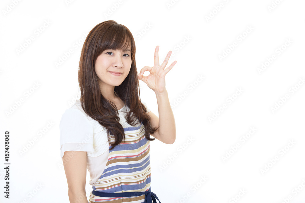 エプロンを着た女性 エプロンを着た女性