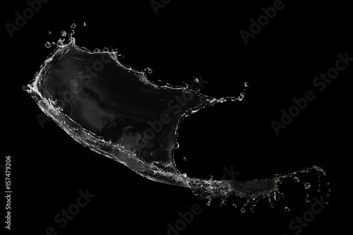 clear water splash isolated on black