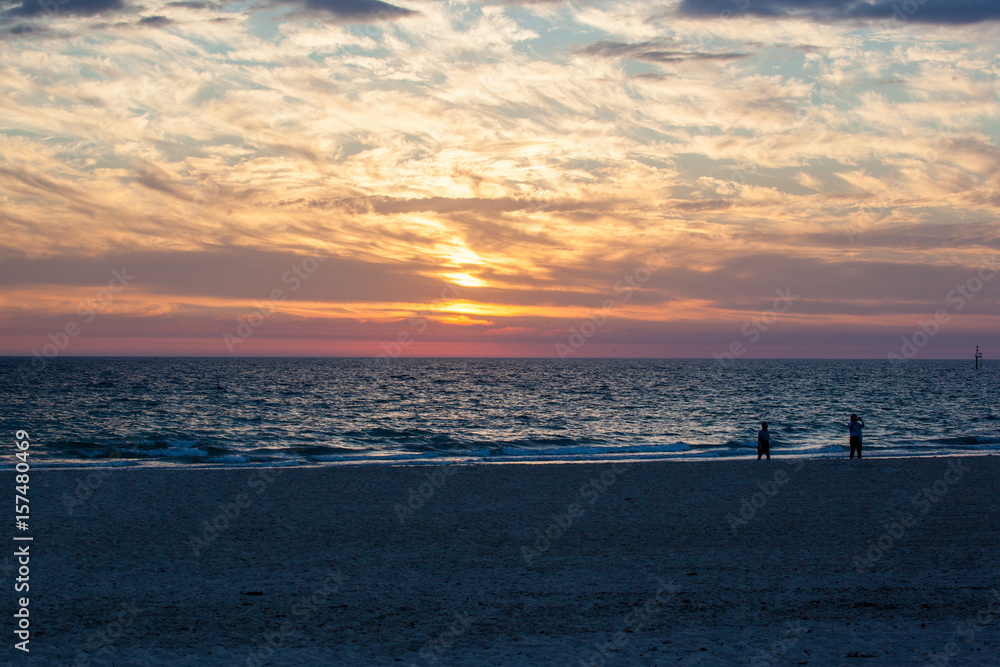 Sunset on beautiful beach