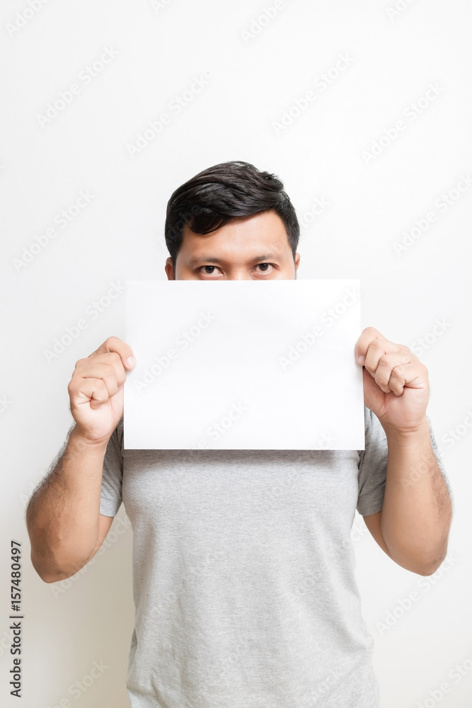 asian man with blank paper asian man with blank paper