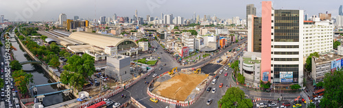 Panorama Construction area at the road in the city