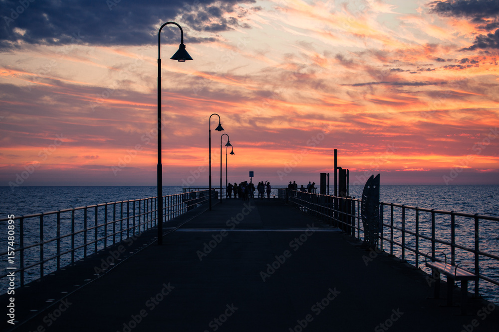 sunset on the bridge at Glenelg beach