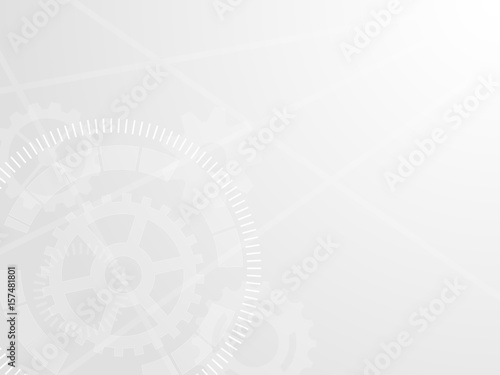 Grey geometric technology background with gear shape. Vector illustration.