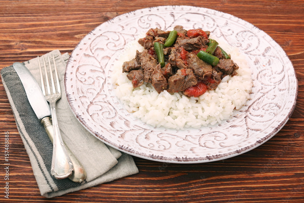 beef stew with white rice and sauce beef stew with white rice and sauce