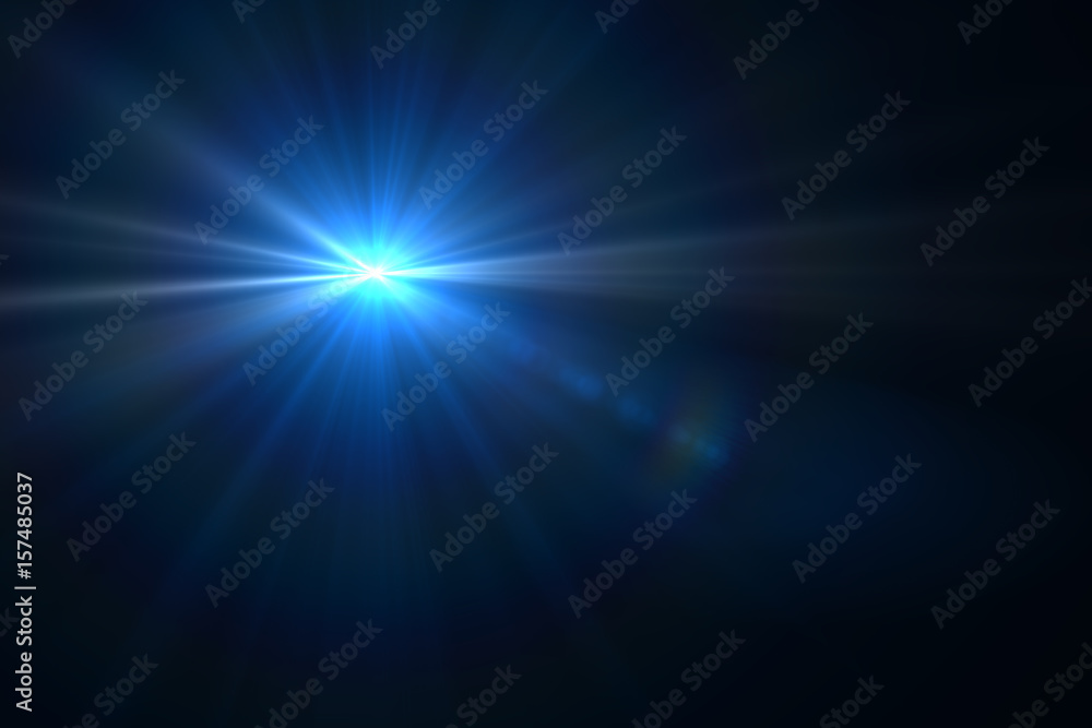 Lens Flare light over black background. Easy to add overlay or screen filter over photos