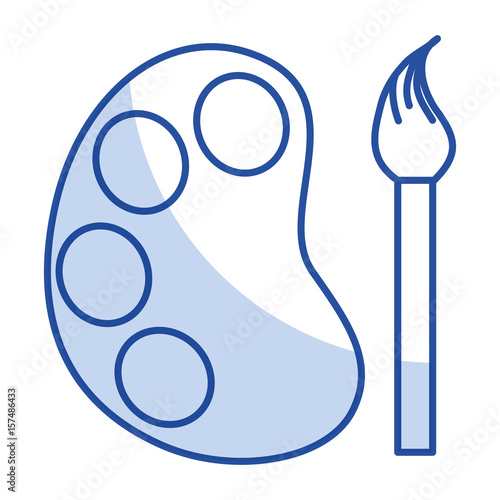pallette paint with brush isolated icon vector illustration design
