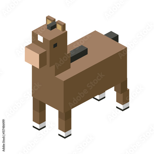 horse modular farm animal plastic Bricks toy blocks and bricks vector Illustration