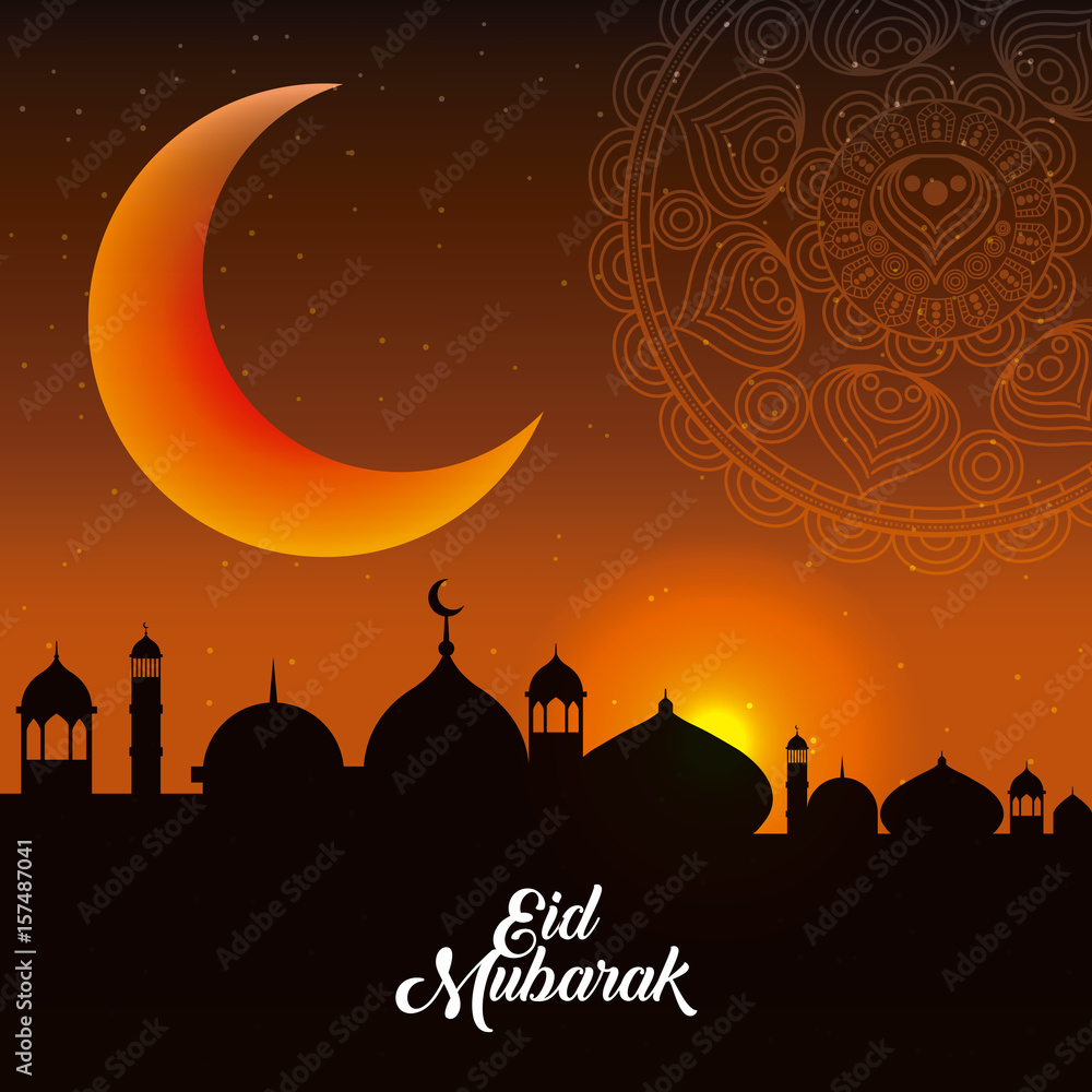 Fototapeta premium eid mubarak background icon vector illustration design graphic