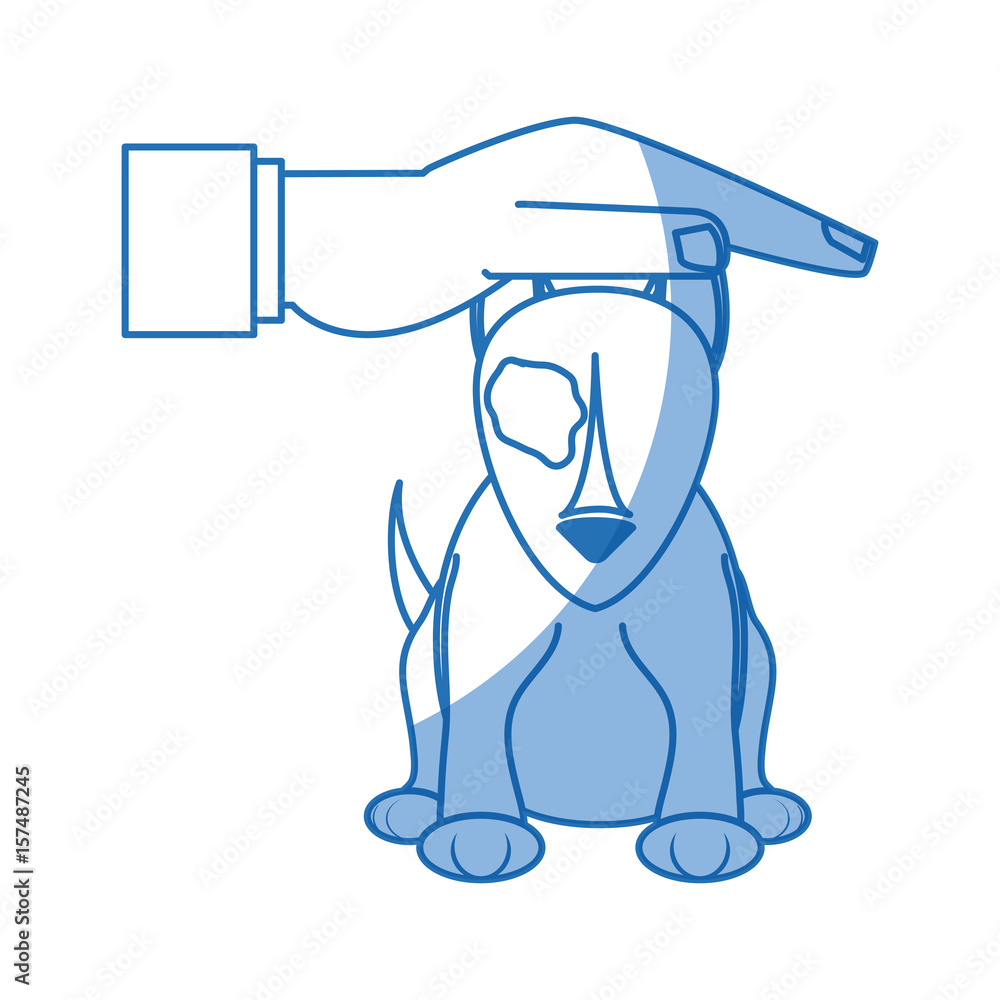 hand with sick pet dog care design vector illustration hand with sick pet dog care design vector illustration