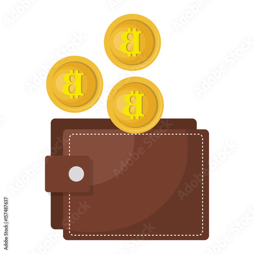 wallet with bitcoins icon vector illustration design