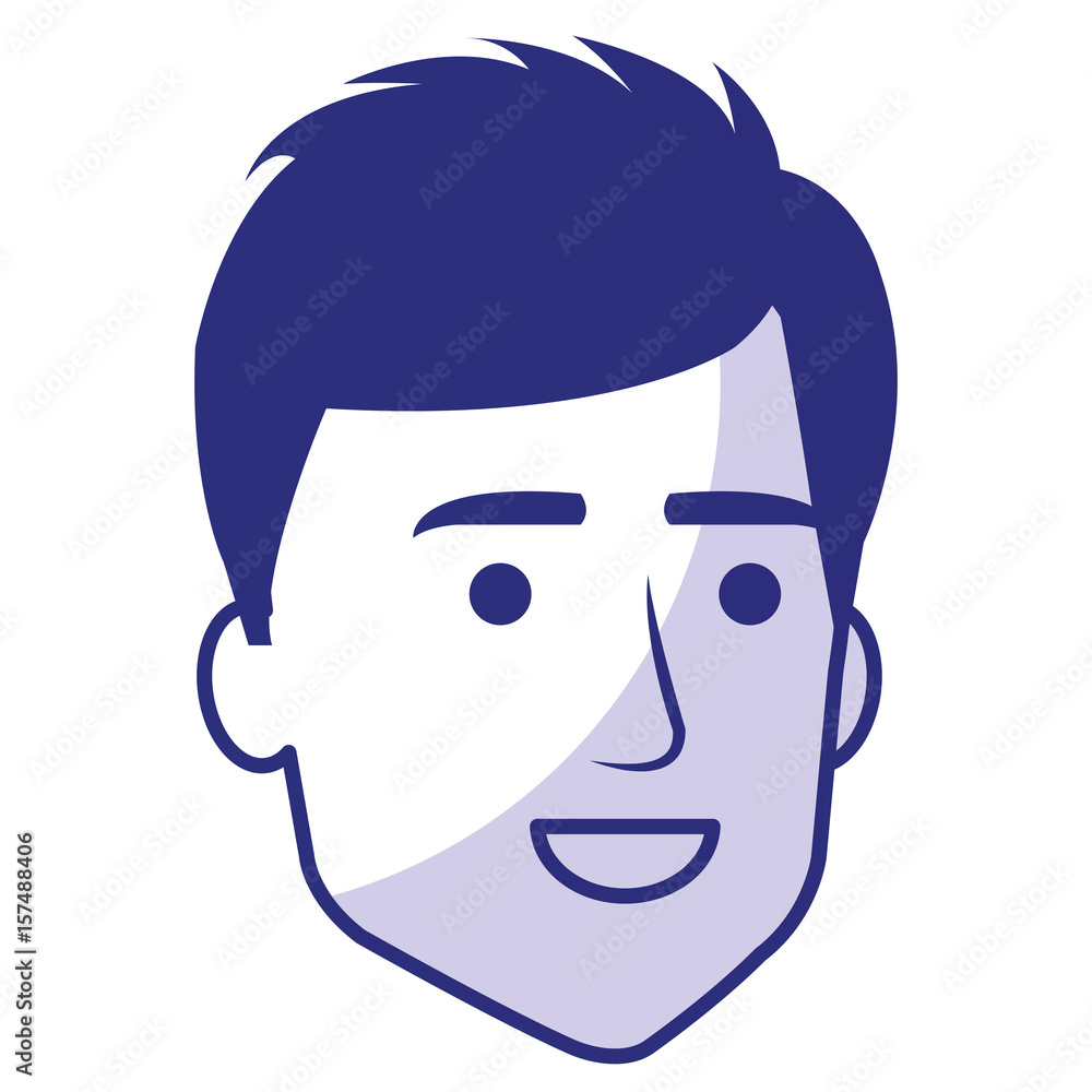 young man head avatar character vector illustration design