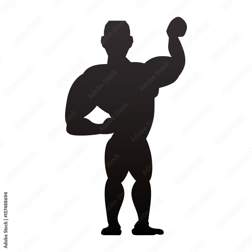 Fototapeta premium Bodybuilding man silhouette icon vector illustration graphic design