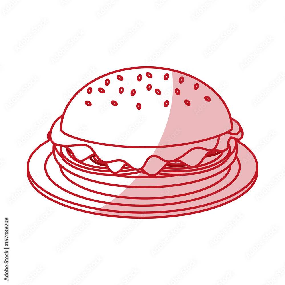 Flat line monocromatic hamburguer over white background. Vector illustration. Flat line monocromatic hamburguer over white background. Vector illustration.