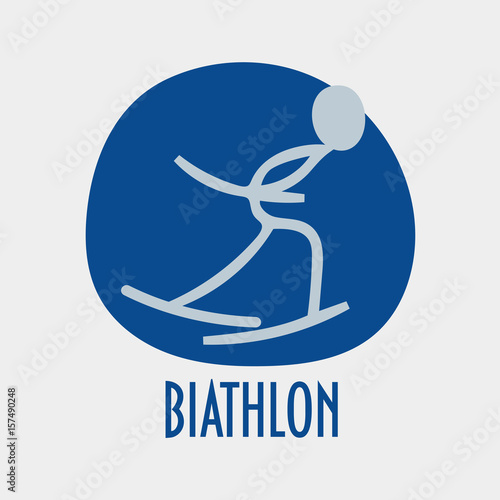 Winter sports stick figure icon: biathlon.
