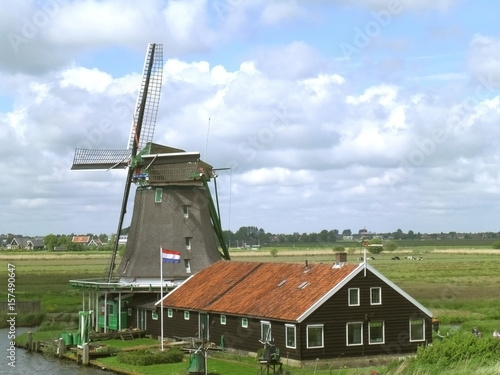 Traditional Dutch Windmill at Zaanse Schans, the Netherlands