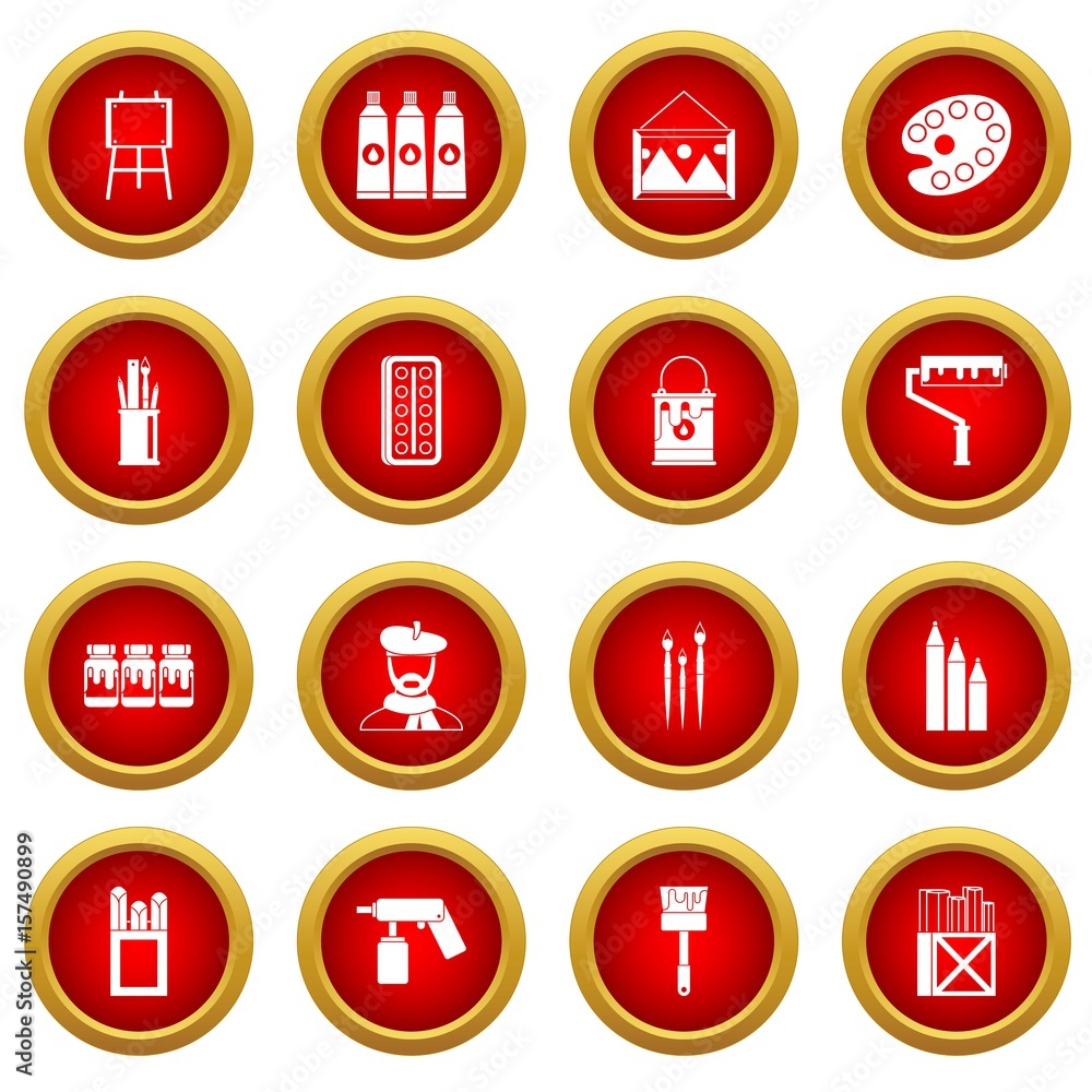 Painting icon red circle set Painting icon red circle set