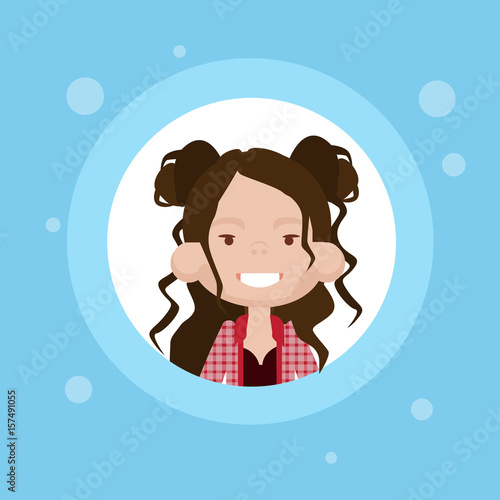 Profile Icon Female Avatar, Woman Cartoon Portrait, Casual Person Face Flat Vector Illustration