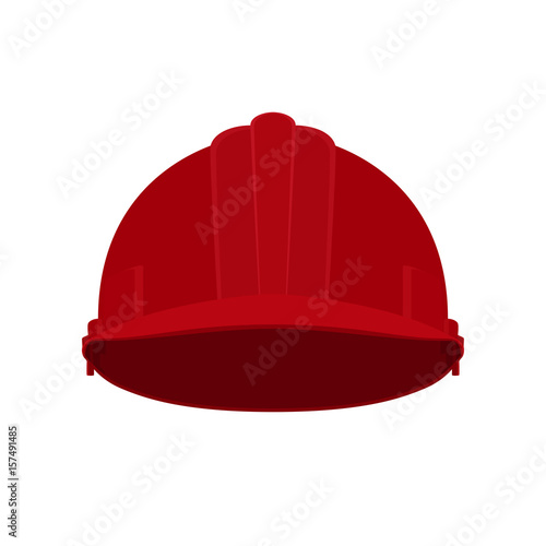 Working Hard Hat, Red Safety Helmet on White Background , Vector Illustration